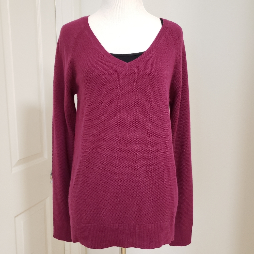 Gap V Neck Sweater Size Petite Small Berry